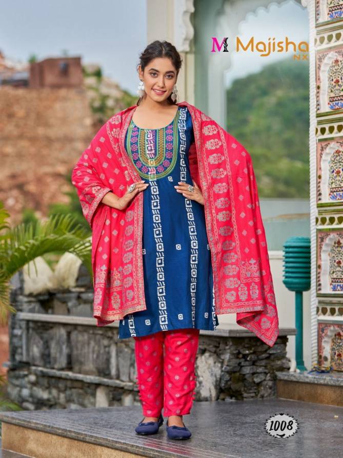 Majisha Nx Koodee 1 New Exclusive Wear Fancy Rayon  Kurti Pant With Dupatta Collection